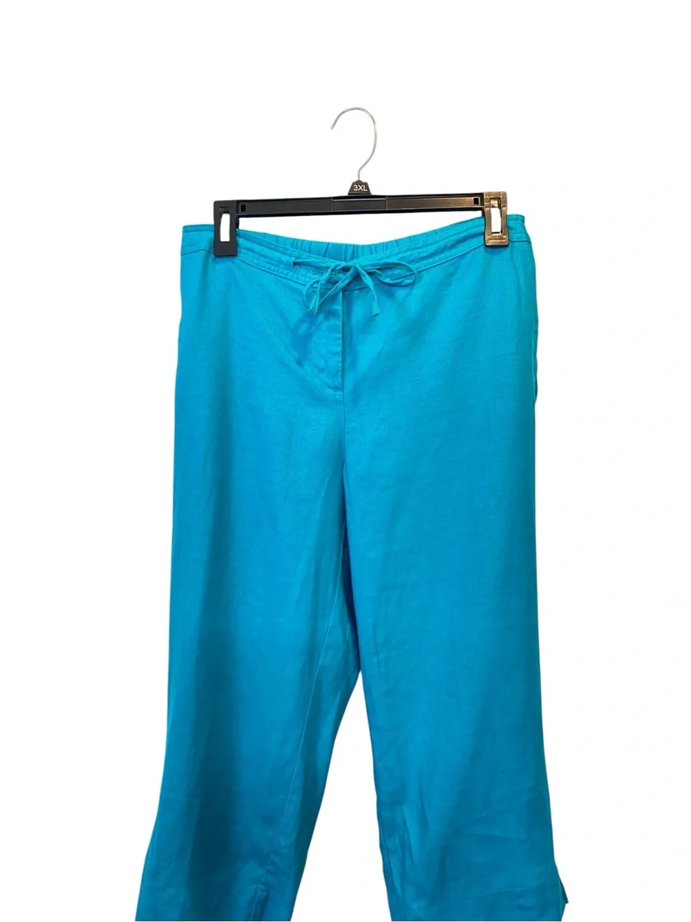 Kim Rogers Women's size 8 petite Turquoise 100% Linen crop Pants